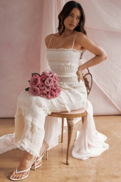 Ivory Sequin Pleat Maxi Dress 29 Ivory Sequin Pleat Maxi Dress -Pinkyy Kleider Geschaft 000131