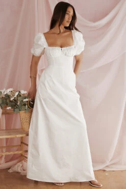 White Puff Sleeve Sundress 33 White Puff Sleeve Sundress -Pinkyy Kleider Geschaft 001312