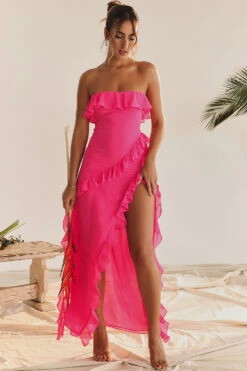 Fuchsia Ruffle Maxi Dress 25 Fuchsia Ruffle Maxi Dress -Pinkyy Kleider Geschaft 001320 1