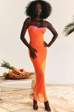 Flame Orange Maxi Dress 32 Flame Orange Maxi Dress -Pinkyy Kleider Geschaft 001642