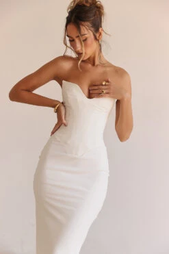 Ivory Strapless Corset Dress -Pinkyy Kleider Geschaft 002508