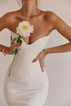 Ivory Strapless Corset Dress -Pinkyy Kleider Geschaft 002601