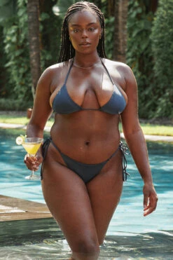 Deep Blue Tie Side Bikini Bottom -Pinkyy Kleider Geschaft 004757 1