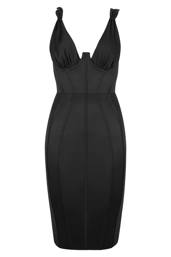 Black Satin Corset Dress 12 Black Satin Corset Dress – Bild 12