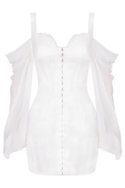 White Corset Dress With Blouson Sleeves -Pinkyy Kleider Geschaft 1590570334 sb5987 01 copy