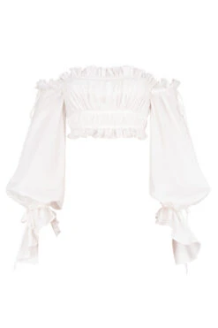 White Ruched Off Shoulder Top 30 White Ruched Off Shoulder Top -Pinkyy Kleider Geschaft 1591157696 sb5996 01
