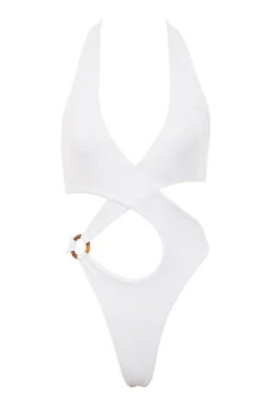 White Crossover Halter One Piece Swimsuit 28 White Crossover Halter One Piece Swimsuit -Pinkyy Kleider Geschaft 1593486164 savannah white 01