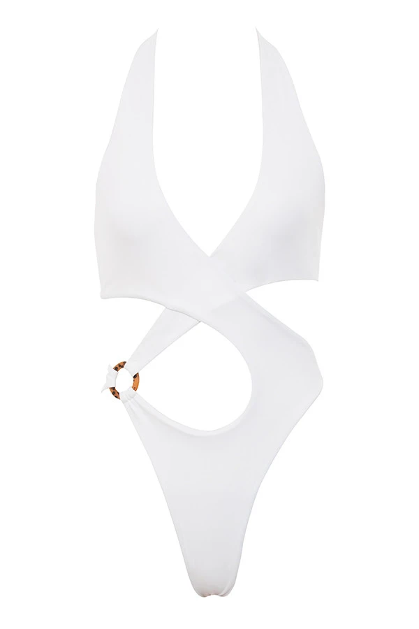 White Crossover Halter One Piece Swimsuit 13 White Crossover Halter One Piece Swimsuit – Bild 13
