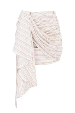 Striped Linen Mix Draped Mini Skirt -Pinkyy Kleider Geschaft 1593583205 sb5963 01