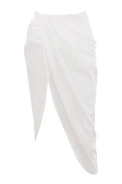 White Linen Mix Draped Skirt -Pinkyy Kleider Geschaft 1594788164 madeline white 01