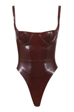 Raisin Latex Bustier Bodysuit -Pinkyy Kleider Geschaft 1602556462 tia chocolate brown 01