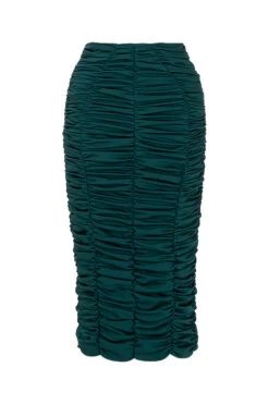 Emerald Green Ruched Midi Skirt -Pinkyy Kleider Geschaft 1605599509 sb6845 01
