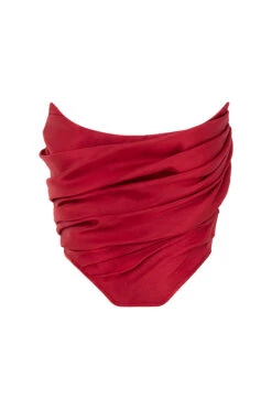 Red Taffeta Draped Corset -Pinkyy Kleider Geschaft 1605674020 sb6748 01