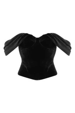 Black Velvet Draped Corset -Pinkyy Kleider Geschaft 1605675047 sb6468 01