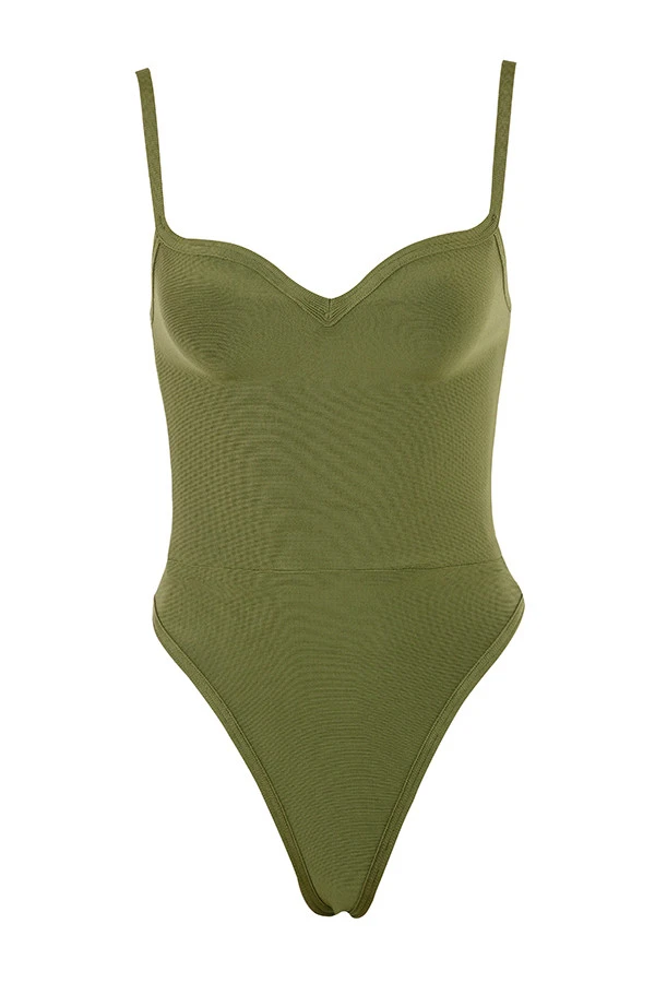 Olive Sweetheart Neckline Bandage Bodysuit 9 Olive Sweetheart Neckline Bandage Bodysuit – Bild 9