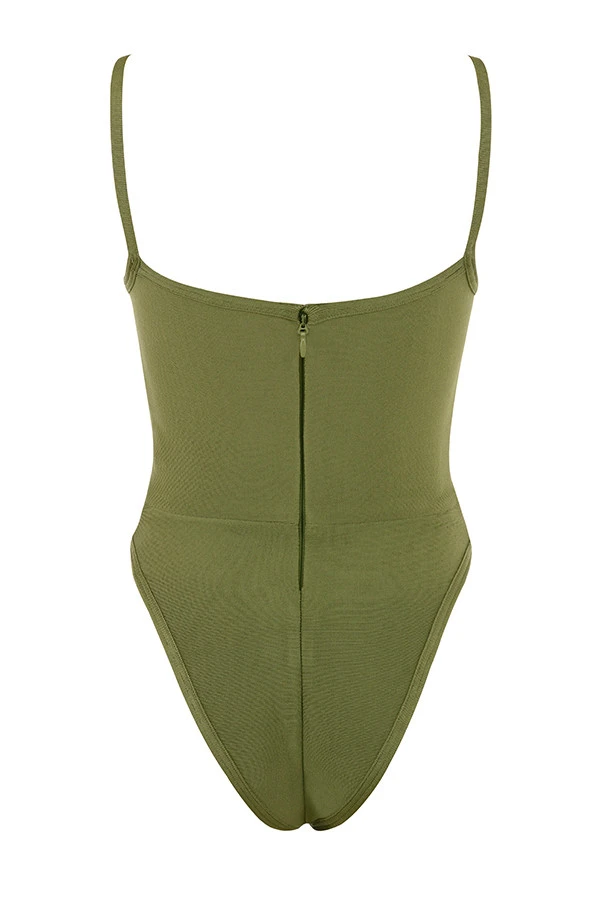 Olive Sweetheart Neckline Bandage Bodysuit 11 Olive Sweetheart Neckline Bandage Bodysuit – Bild 11