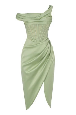 Pistachio Asymmetric Drape Midi Corset Dress 23 Pistachio Asymmetric Drape Midi Corset Dress -Pinkyy Kleider Geschaft 1623389636 sb6301a 01