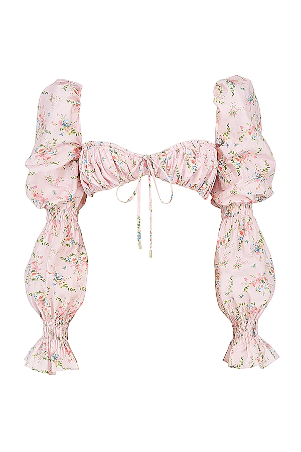 Pink Floral Shirred Bralette Top 7 Pink Floral Shirred Bralette Top – Bild 7