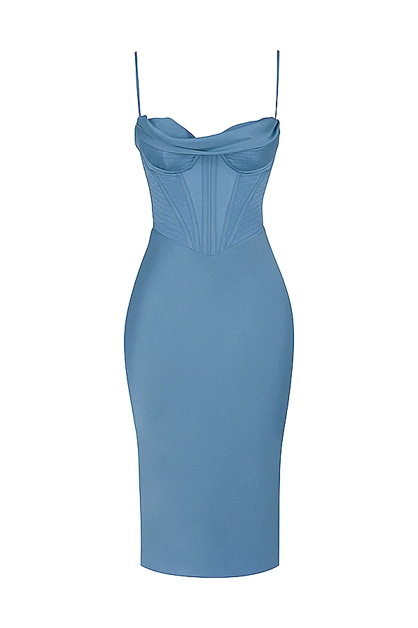 Aegean Blue Corset Midi Dress 10 Aegean Blue Corset Midi Dress – Bild 10