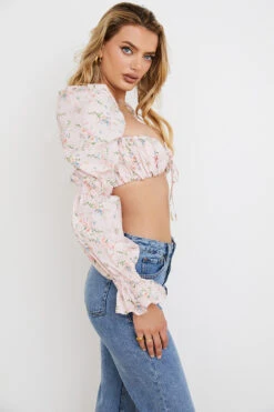 Pink Floral Shirred Bralette Top 13 Pink Floral Shirred Bralette Top -Pinkyy Kleider Geschaft 1625414760 henrietta 2