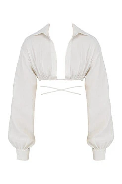 Off White Wrap Around Cropped Shirt 27 Off White Wrap Around Cropped Shirt -Pinkyy Kleider Geschaft 1626333879 sb7391 01