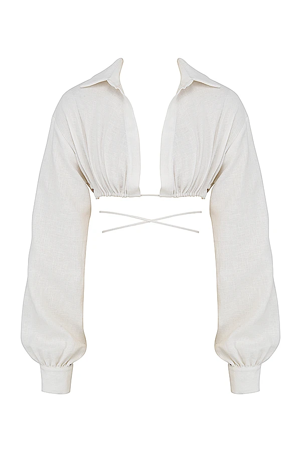 Off White Wrap Around Cropped Shirt 13 Off White Wrap Around Cropped Shirt – Bild 13