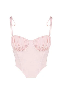 Baby Pink Chiffon Gathered Bust Cropped Corset -Pinkyy Kleider Geschaft 1626334130 sb7443 01