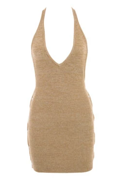 Sand Knit Halter Mini Dress -Pinkyy Kleider Geschaft 1627979803 milla wheat marl 01