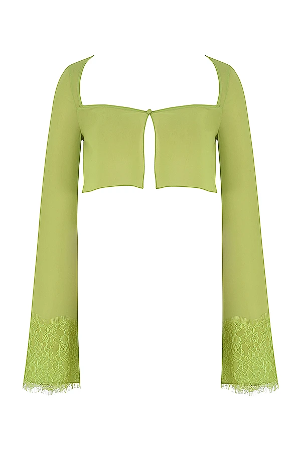 Lime Green Georgette Cropped Top 11 Lime Green Georgette Cropped Top – Bild 11
