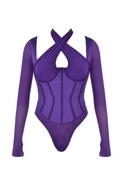 Grape Halterneck Corset Bodysuit -Pinkyy Kleider Geschaft 1635307477 sb7704 01