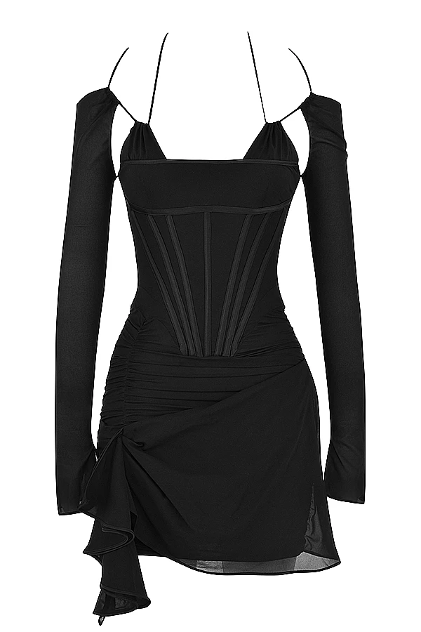 Black Real Silk Corset Mini Dress 6 Black Real Silk Corset Mini Dress – Bild 6
