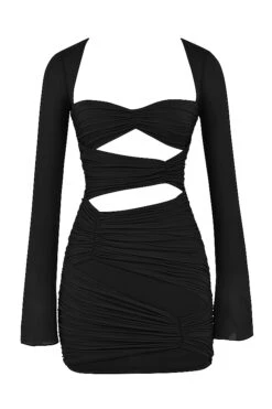 Black Real Silk Cutout Mini Dress 19 Black Real Silk Cutout Mini Dress -Pinkyy Kleider Geschaft 1643276909 sb8042a 01