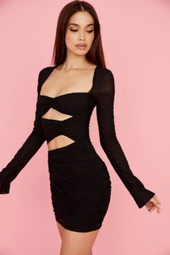 Black Real Silk Cutout Mini Dress 16 Black Real Silk Cutout Mini Dress -Pinkyy Kleider Geschaft 1644799893 camille 6