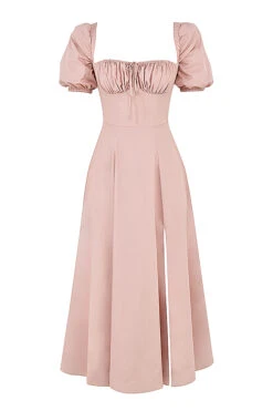 Blush Puff Sleeve Midi Dress -Pinkyy Kleider Geschaft 1645084037 sb6025m 01