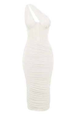 Ivory Asymmetric Cutout Midi Dress -Pinkyy Kleider Geschaft 1645692621 sb8056b 01