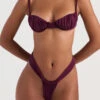 Prune Gathered High Leg Bikini Bottom