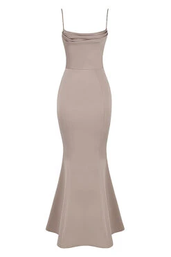 Mushroom Satin Fishtail Gown -Pinkyy Kleider Geschaft 1653902548 sb7282b 01