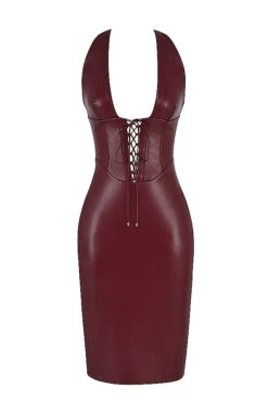 Wine Vegan Leather Midi Dress 33 Wine Vegan Leather Midi Dress -Pinkyy Kleider Geschaft 1662626620 sb8586 01