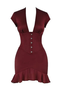 Wine Ruffle Corset Dress -Pinkyy Kleider Geschaft 1663663989 sb8380a 01