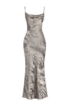 Pewter Satin Maxi Dress -Pinkyy Kleider Geschaft 1665563100 sb8692a 01