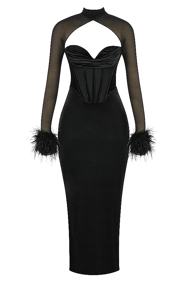 Black Velvet Corset Maxi Dress 18 Black Velvet Corset Maxi Dress – Bild 18