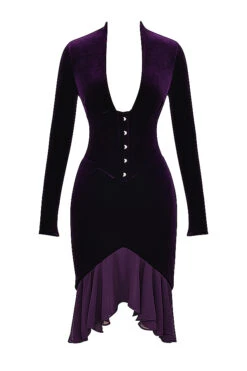 Dark Purple Velvet Corset Dress -Pinkyy Kleider Geschaft 1669350182 sb8832 01