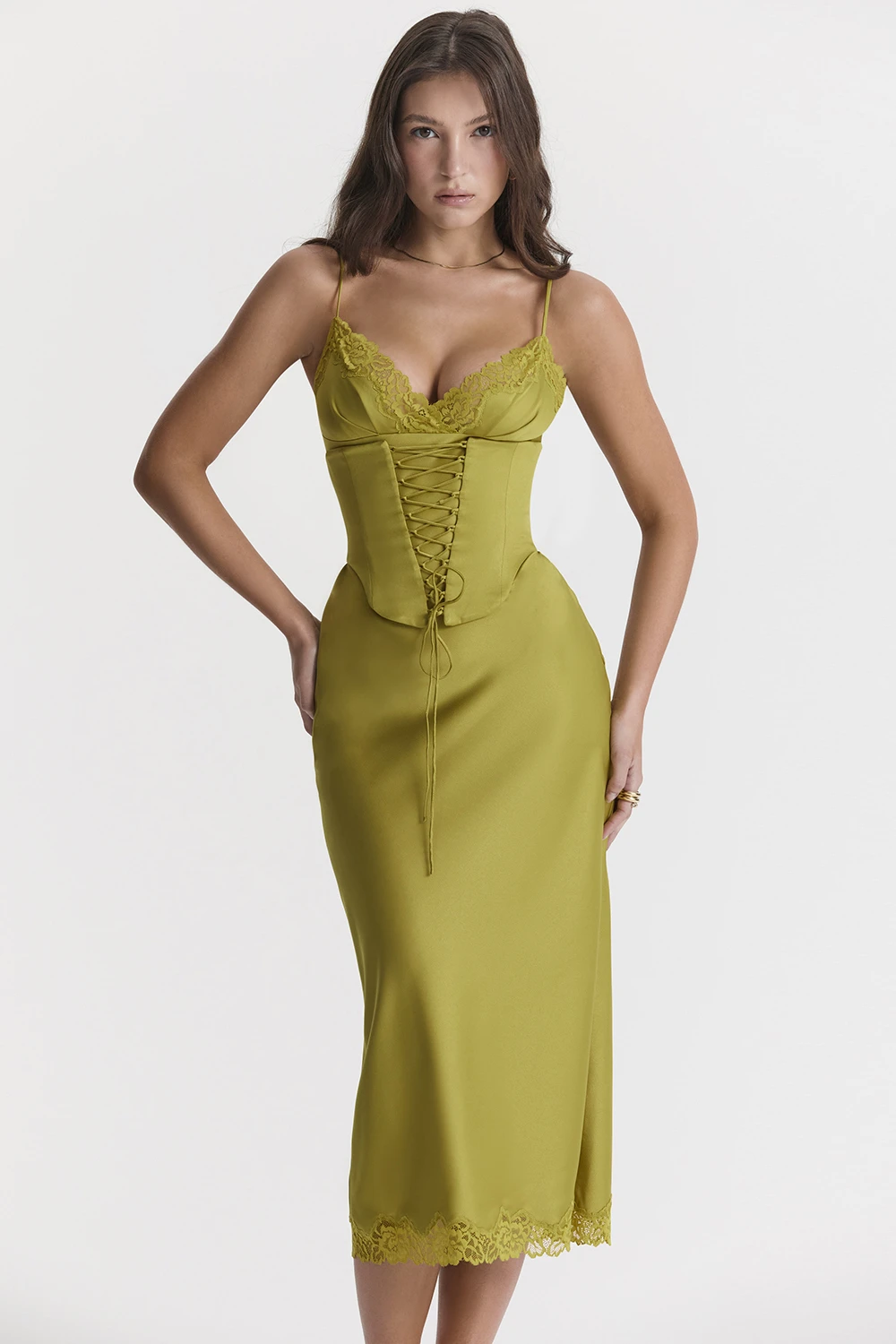 Chartreuse Satin Slip Dress 1 Chartreuse Satin Slip Dress