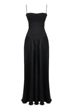 Black Lace Up Maxi Dress -Pinkyy Kleider Geschaft 1676963737 sb9032 01