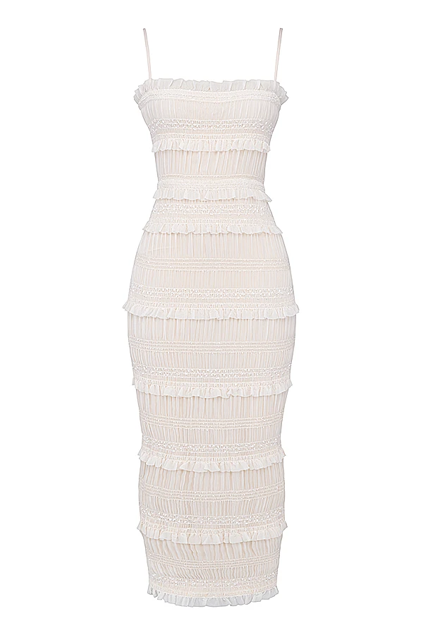 Ivory Sequin Pleat Maxi Dress 15 Ivory Sequin Pleat Maxi Dress – Bild 15