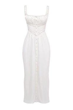 Ivory Real Silk Maxi Dress -Pinkyy Kleider Geschaft 1682478304 sb9041 01