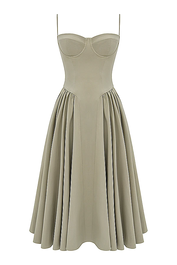 Taupe Corset Sun Dress 18 Taupe Corset Sun Dress – Bild 18