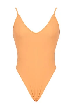 Light Orange Plunge One Piece Swimsuit -Pinkyy Kleider Geschaft 1683712552 sbb1030b 01