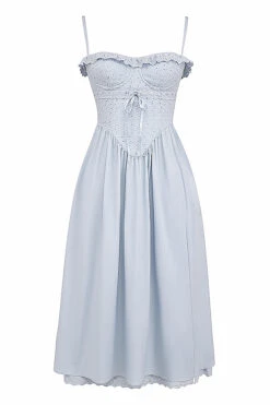 Soft Blue Broderie Anglais Midi SunDress 38 Soft Blue Broderie Anglais Midi SunDress -Pinkyy Kleider Geschaft 1684816094 sb8988 01