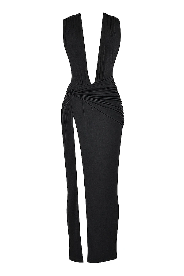 Black Plunge Maxi Dress 13 Black Plunge Maxi Dress – Bild 13